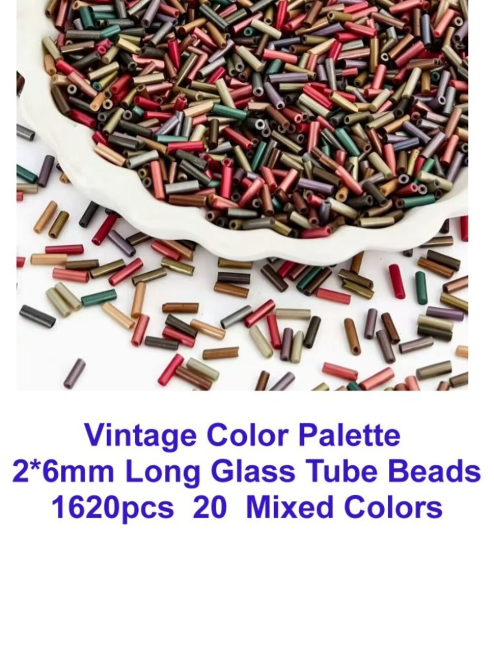 Glass Bugle Beads - 6mm, 20 Colors  1620pcs